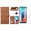 Ntech Geschikt voor Moto E7 hoesje - Geschikt voor Moto E7 wallet case portemonnee - Geschikt voor Moto E7 bookcase cover Bruin met - Geschikt voor Moto E7 screenprotector / 2 pack tempered glass