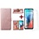 Ntech Geschikt voor Moto E7 hoesje - Geschikt voor Moto E7 wallet case portemonnee - Geschikt voor Moto E7 bookcase cover Rose Goud met - Geschikt voor Moto E7 screenprotector / 2 pack tempered glass