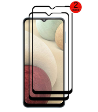 Ntech Samsung Galaxy A12 Screenprotector / Samsung Galaxy A12 Full cover Tempered glass 2 pack Gehard Glas Zwart
