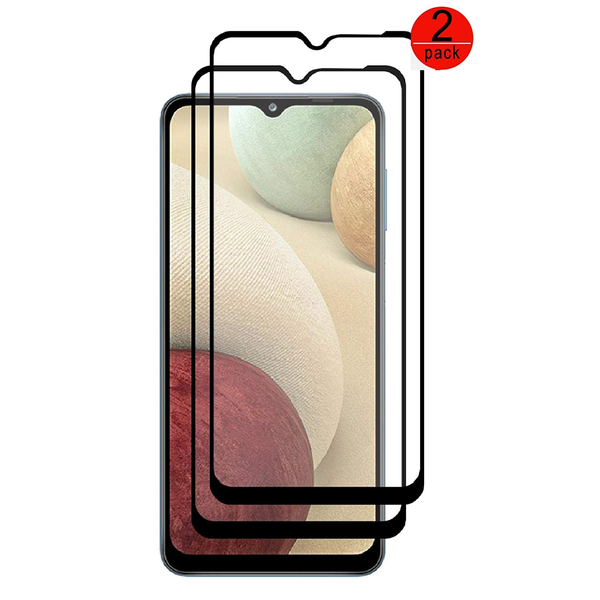Ntech Screenprotector Geschikt voor Samsung Galaxy A12 Screenprotector / Galaxy A12 Full cover Tempered glass 2 pack Gehard Glas Zwart