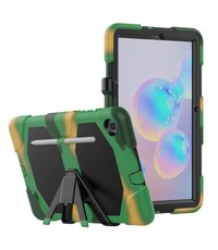 Ntech Samsung Galaxy Tab S6 Lite Hoes P610 Extreme protectie Army Backcover hoesje - Camouflage Groen