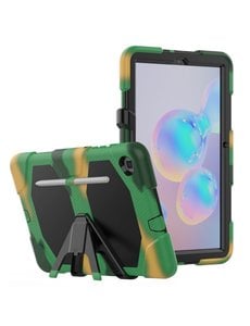 Ntech Samsung Galaxy Tab S6 Lite Hoes P610 Extreme protectie Army Backcover hoesje - Camouflage Groen