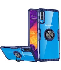 Ntech Samsung Galaxy A50/A50s Luxe Backcover Hoesje & Metalen Ring houder - Blauw