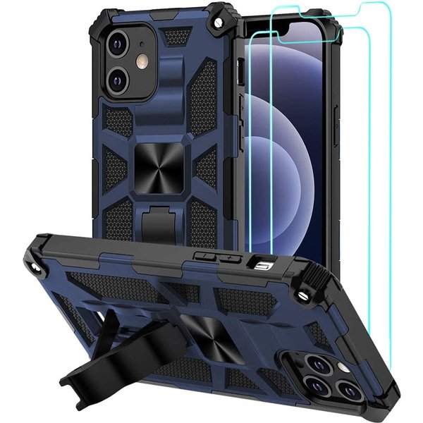 Ntech  Hoesje geschikt voor iPhone 12/12 Pro Anti-Scratch Shockproof Blauw - 2 Pack Screenprotector