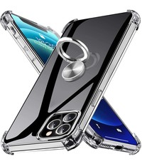 Ntech iPhone 12 Pro Max hoesje met Ringhouder Transparant Zwart
