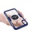 Ntech Hoesje Geschikt voor iPhone Xr hoesje Luxe carbon TPU Backcover Met Metalen Ring Houder - Blauw met 2 pack screenprotector