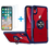 Ntech Hoesje Geschikt voor iPhone Xr hoesje Luxe carbon TPU Backcover Met Metalen Ring Houder - Rood met 2 pack screenprotector