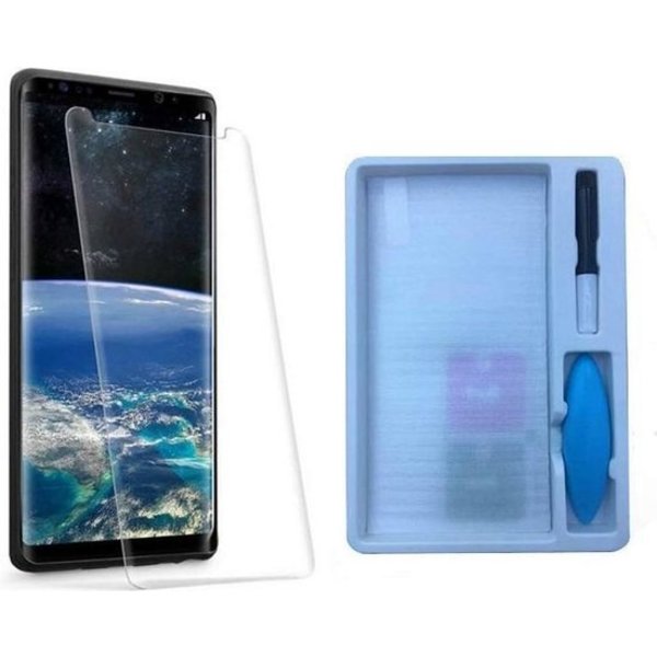 Ntech Geschikt voor Samsung Galaxy S20 Plus UV liquid Curved Tempered Glass full cover met UV lampje