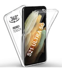 Ntech Samsung Galaxy S21 Ultra Hoesje 360° Cover 2 in 1 Case ( Voor en Achter) Transparant