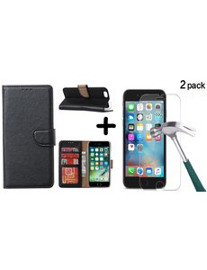 Ntech iPhone SE 2022 hoesje  bookcase / iPhone SE 2020, 7, 8 hoesje wallet case Zwart - iPhone SE 2020, hoesje bookcase Portemonnee- iPhone 7, 8 Hoesje book cover hoesjes met 2 pack Screenprotector