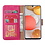 Ntech Hoesje Geschikt Voor Samsung Galaxy A12 hoesje wallet case Roze - Galaxy A12 hoesje bookcase Portemonnee- Galaxy A12 Hoesje book cover hoesjes met 2 pack Screenprotector