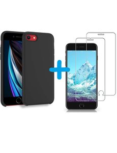 Ntech iPhone SE 2022 hoesje  siliconen / iPhone SE 2020 Hoesje backcover - iPhone 7/8 Hoesje Nano siliconen TPU backcover  Zwart met 2 Pack Screenprotector