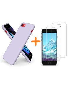 Ntech iPhone SE 2022 hoesje  siliconen / iPhone SE 2020 Hoesje backcover - iPhone 7/8 Hoesje Nano siliconen TPU backcover - Lila met 2 Pack Screenprotector