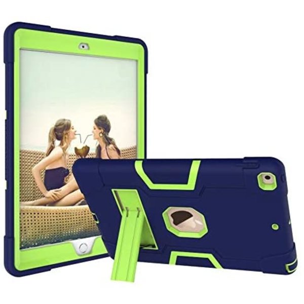 Ntech Apple iPad 10.2 (2019 /2020) Kickstand Armor hoes - Donker Blauw / Groen