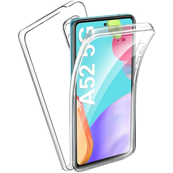 Ntech Hoesje Geschikt Voor Samsung Galaxy A52 Hoesje Dual TPU Case 360° Cover 2 in 1 Case ( Voor en Achter) Transparant