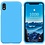 Ntech Hoesje Geschikt voor iPhone Xr Hoesje – Turquoise Liquid siliconen Hoesje Nano TPU backcover - met 2 Pack Screenprotector / tempered glass