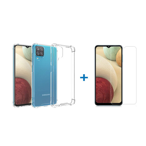 Ntech Hoesje Geschikt Voor Samsung Galaxy a12 hoesje shockproof case - transparant TPU - Hoesje Geschikt Voor Samsung Galaxy a12 hoesje - 1x Hoesje Geschikt Voor Samsung Galaxy a12 screenprotector screen protector