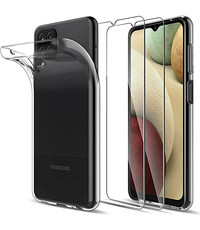 Ntech Samsung a12 siliconen hoesje - 2x Samsung Galaxy a12 screenprotector screen protector