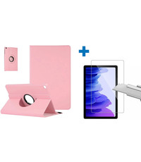 Ntech Samsung Galaxy Tab A7 draaibaar case Licht Roze + screenprotector