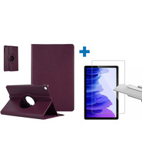 Ntech Samsung Galaxy Tab A7 draaibaar case Paars + screenprotector