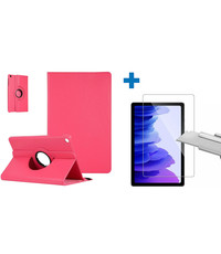 Ntech Samsung Galaxy Tab A7 draaibaar case Pink + screenprotector