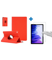 Ntech Samsung Galaxy Tab A7 draaibaar case Rood + screenprotector