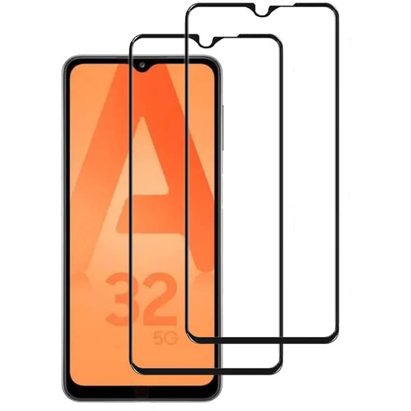 Ntech Screenprotector Geschikt voor Samsung Galaxy A32 5G Full Cover 2 Pack Screenprotector / tempered glazen Zwart