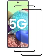 Ntech Samsung A72 5G screenprotector Full Cover 2 Pack tempered glazen Zwart