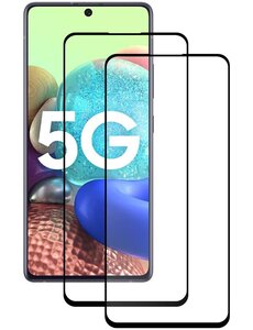 Ntech Samsung A72 5G screenprotector Full Cover 2 Pack tempered glazen Zwart