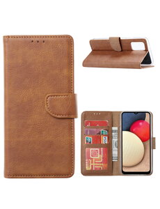 Ntech Samsung Galaxy A02s Hoesje - Samsung A02s bookcase - Bruin