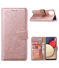 Ntech Samsung Galaxy A02s Hoesje - Samsung A02s bookcase wallet case - Rose goud