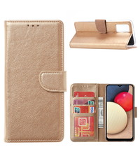 Ntech Samsung Galaxy A02s Hoesje - Samsung A02s bookcase wallet case - Goud