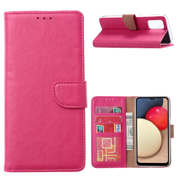 Ntech Hoesje Geschikt Voor Samsung Galaxy A02s Hoesje Geschikt Voor Samsung Galaxy A02s bookcase wallet case - Pink