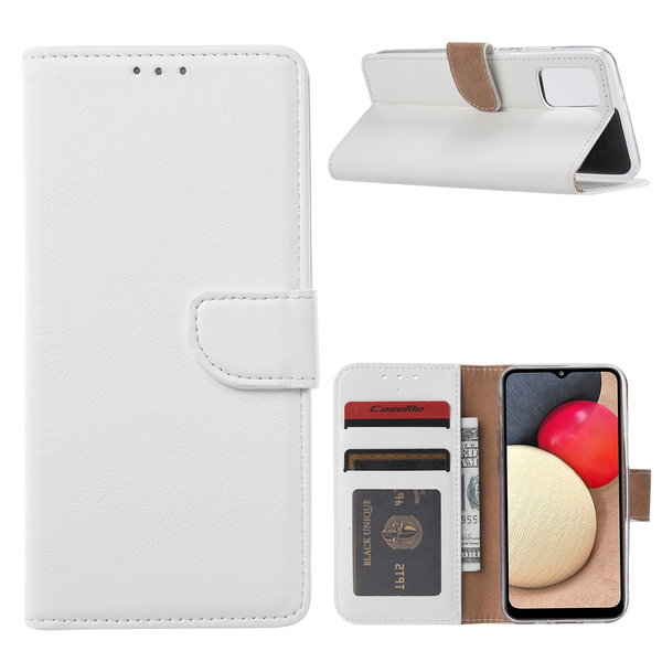 Ntech Hoesje Geschikt Voor Samsung Galaxy A02s Hoesje Geschikt Voor Samsung Galaxy A02s bookcase wallet case - Wit