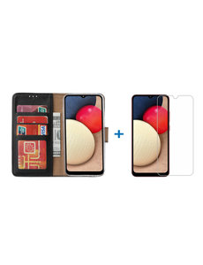 Ntech Samsung Galaxy A02s Hoesje bookcase - Zwart met Samsung A02s screenprotector