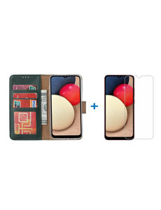 Ntech Samsung Galaxy A02s Hoesje bookcase - Groen met Samsung A02s screenprotector