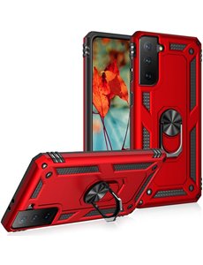 Ntech Samsung Galaxy S21 armor TPU backcover met Ring houder Rood