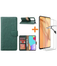 Ntech Samsung A52 hoesje bookcase Groen - Samsung Galaxy A52 5G hoesje wallet cover met Pasjeshouder - 2x Samsung A52 screenprotector
