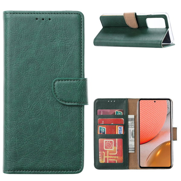 Ntech Hoesje Geschikt Voor Samsung Galaxy A72 hoesje bookcase Groen - Hoesje Geschikt Voor Samsung Galaxy A72 5G portemonnee book case hoes cover