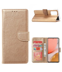 Ntech Samsung A72 hoesje bookcase Goud - Samsung Galaxy A72 5G portemonnee book case hoes cover