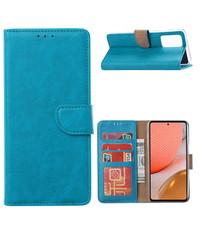 Ntech Samsung A72 hoesje bookcase Blauw - Samsung Galaxy A72 5G portemonnee book case hoes cover