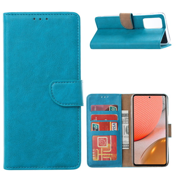 Ntech Hoesje Geschikt Voor Samsung Galaxy A72 hoesje bookcase Blauw - Hoesje Geschikt Voor Samsung Galaxy A72 5G portemonnee book case hoes cover