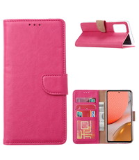 Ntech Samsung A72 hoesje bookcase Pink - Samsung Galaxy A72 5G portemonnee book case hoes cover