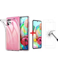 Ntech Samsung A72 siliconen backcover - Samsung Galaxy A72 transparant ultra dun TPU hoesje Back case + 2x Glazen Screenprotector