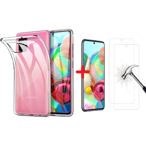 Ntech  Hoesje Geschikt Voor Samsung Galaxy A72 siliconen backcover - Galaxy A72 transparant ultra dun TPU hoesje Back case + 2x Glazen Screenprotector