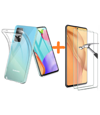 Ntech Samsung A52 hoesje transparant - Samsung Galaxy A52 hoesje casesiliconen hoesjes cover hoes - Hoesje Samsung A52 - 2X Samsung A52 Screenprotector
