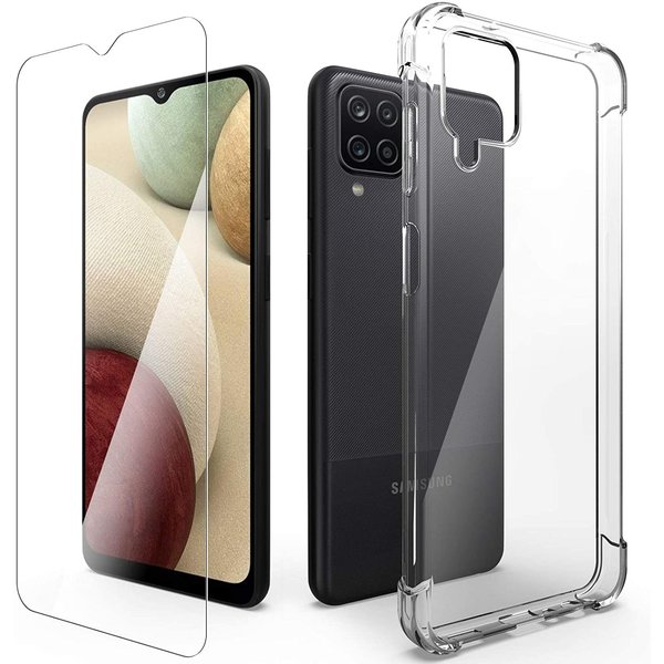 Ntech Hoesje Geschikt Voor Samsung Galaxy A12 Hoesje + 1x Screen Protector, met Galaxy A12 Anti-Scratch siliconen Shockproof Cases Cover