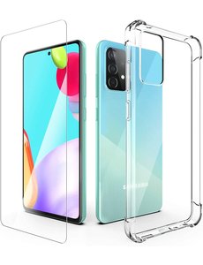 Ntech Samsung A52 Hoesje + 1x Screenprotector, met Samsung Galaxy A52 Anti-Scratch siliconen Shockproof Cases Cover