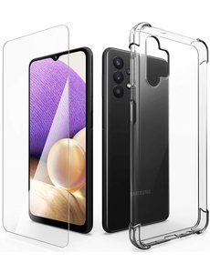 Ntech Samsung A32 Hoesje + 1x Screen Protector, met Samsung Galaxy A32 Anti-Scratch siliconen Shockproof Cases Cover