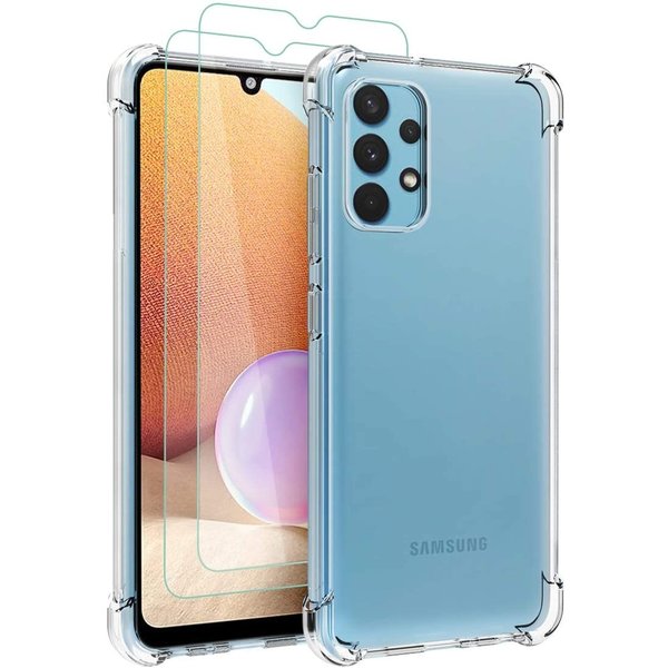 Ntech Hoesje Geschikt Voor Samsung Galaxy A32 4G Hoesje Shockproof Backcover anti Shock hoes - transparant met Galaxy A32 4G screenprotector 2pack